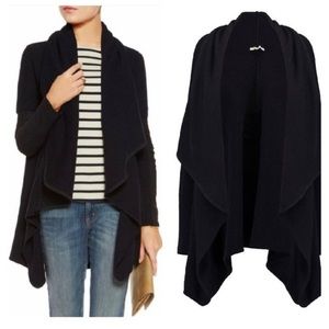 Maje Open Front Navy Cardigan Real Suede